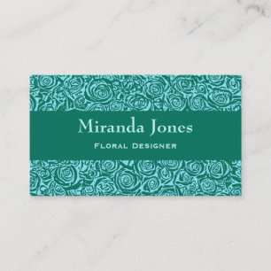 Carte De Visite Motif Rose Abstrait moderne, Turquoise et Aqua