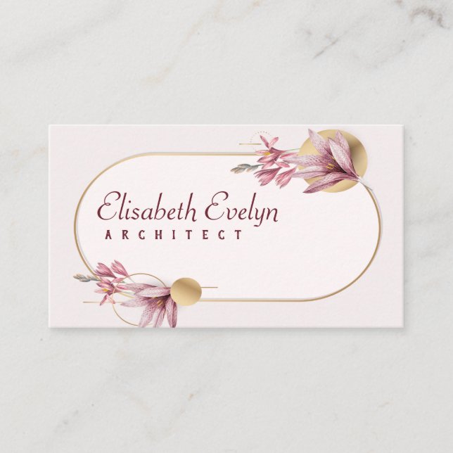 Carte De Visite Motif rose amaryllis avec or gy53763 (Devant)