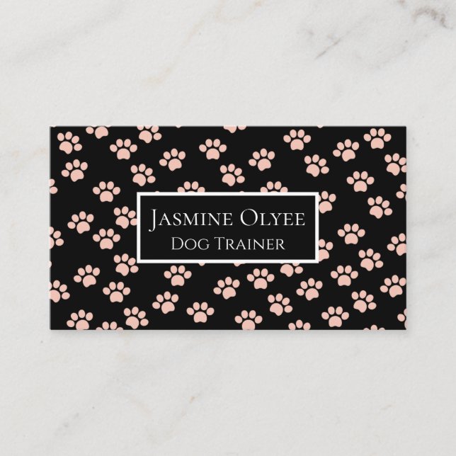 Carte De Visite Motif rose clair Paw en noir (Devant)