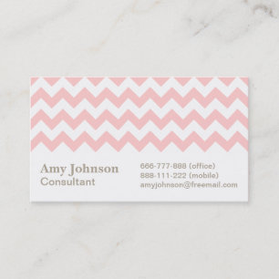 Carte De Visite Motif rose et blanc de Chevron