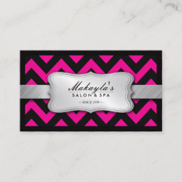 Carte De Visite Motif rose et noir magenta élégant de Chevron