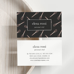 Carte De Visite Motif rose Gold Whisk   Boulangerie de cuisine che