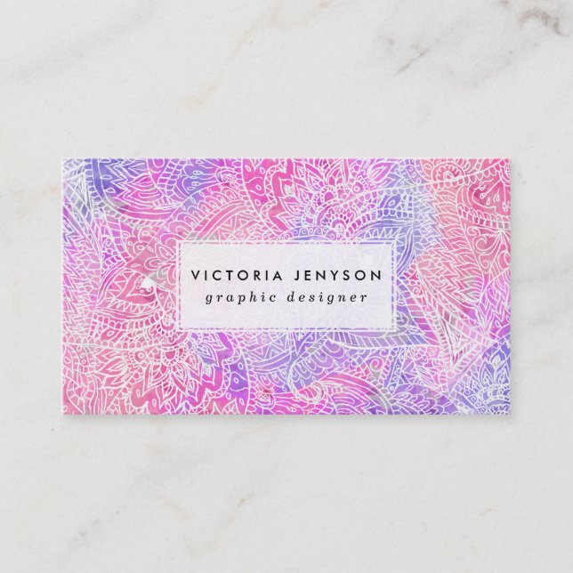 Carte De Visite Motif rose pourpre Girly abstrait de croquis de (Devant)