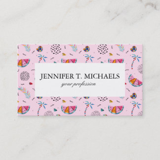 Carte De Visite Motif rose tropical de style de Memphis