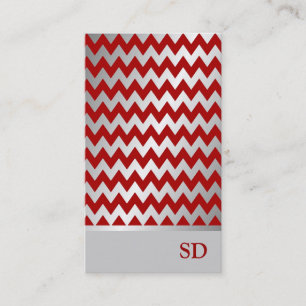 Carte De Visite Motif rouge argenté de Chevron de zigzag de