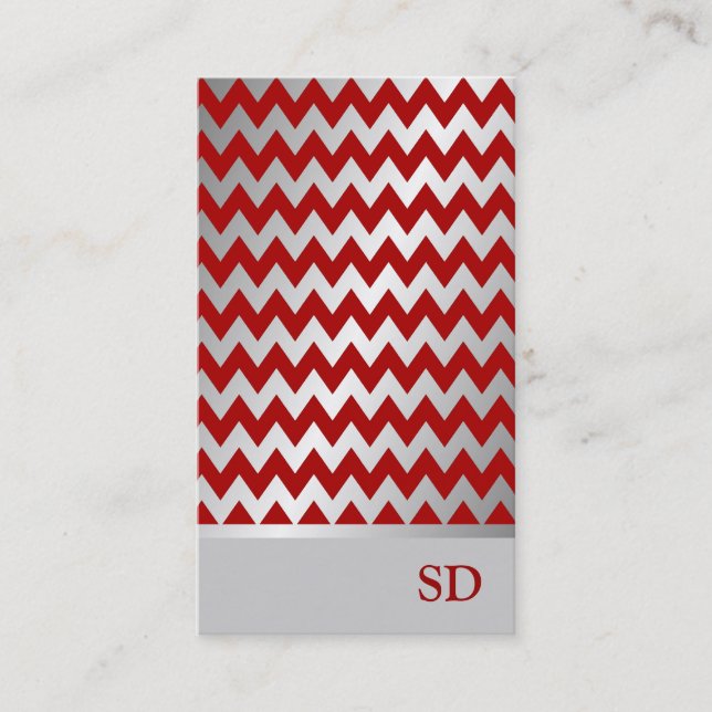 Carte De Visite Motif rouge argenté de Chevron de zigzag de (Devant)