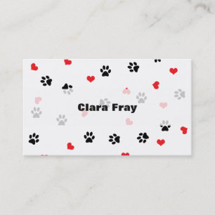 Carte De Visite Motif rouge de coeur de patte noire claire douce