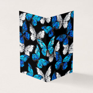 Carte De Visite Motif sans couture foncé avec Morpho papillons ble