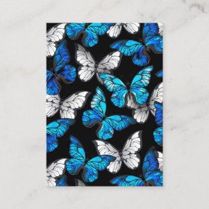 Carte De Visite Motif sans couture foncé avec papillons bleus Morp