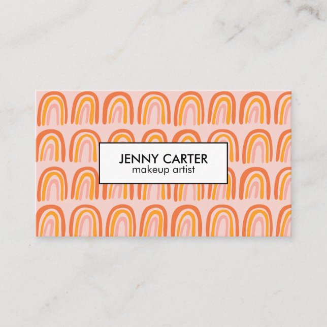Carte De Visite Motif simple rose orange arc-en-ciel (Devant)