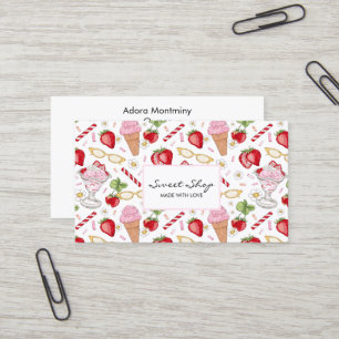 Carte De Visite Motif Sundae fraise