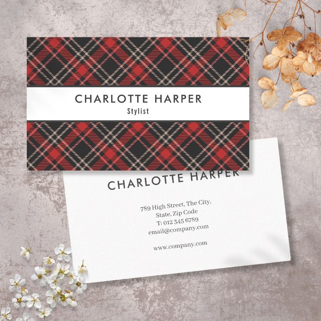 Carte De Visite Motif Tartan moderne élégant (Modern Elegant Tartan Plaid Pattern Business Card)