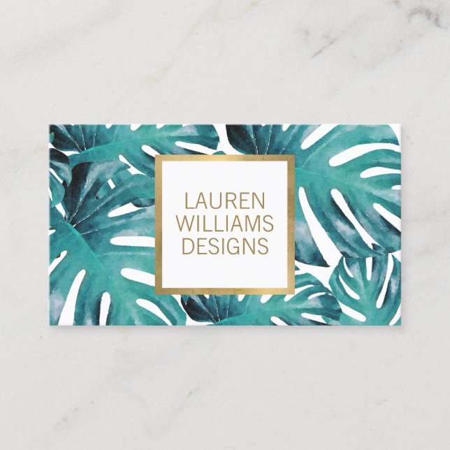 Carte De Visite Motif turquoise de monochromie tropicale (Devant)