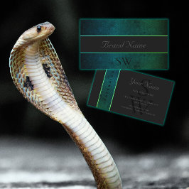 Carte De Visite Motif turquoise de serpent à dégradé vert avec mon