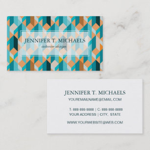 Carte De Visite Motif turquoise et orange de formes