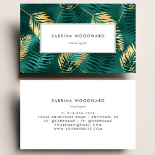 Carte De Visite Motif Turquoise Tropical Gold Foliage