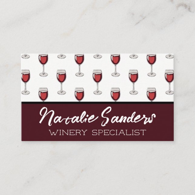 Carte De Visite Motif Verre Vin | Domaine (Devant)