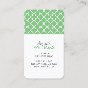 Carte De Visite Motif vert clair de Quatrefoil