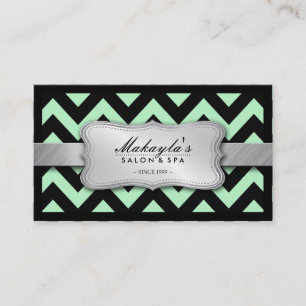 Carte De Visite Motif vert et noir en pastel élégant de Chevron
