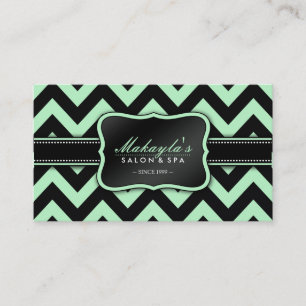 Carte De Visite Motif vert et noir en pastel élégant de Chevron