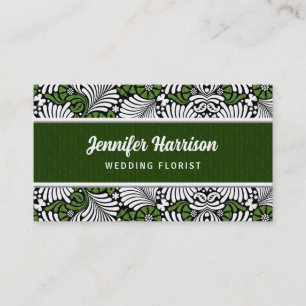 Carte De Visite Motif vert Fern Retro Leaf avec blanc