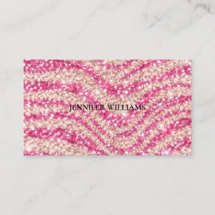 Carte De Visite Motif zèbre paillettes rose girly blush