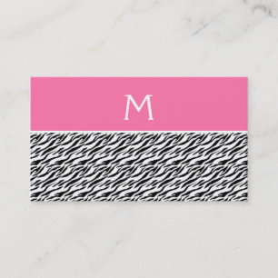 Carte De Visite Motif zèbre rose Monogramme