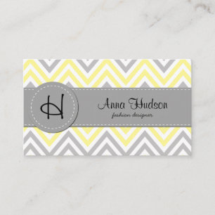 Carte De Visite Motif Zigzag, Motif Chevron, Jaune, Gris