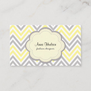 Carte De Visite Motif Zigzag, Motif Chevron, Jaune, Gris