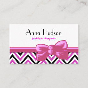 Carte De Visite Motif Zigzag, Motif Chevron, Rose, Noir
