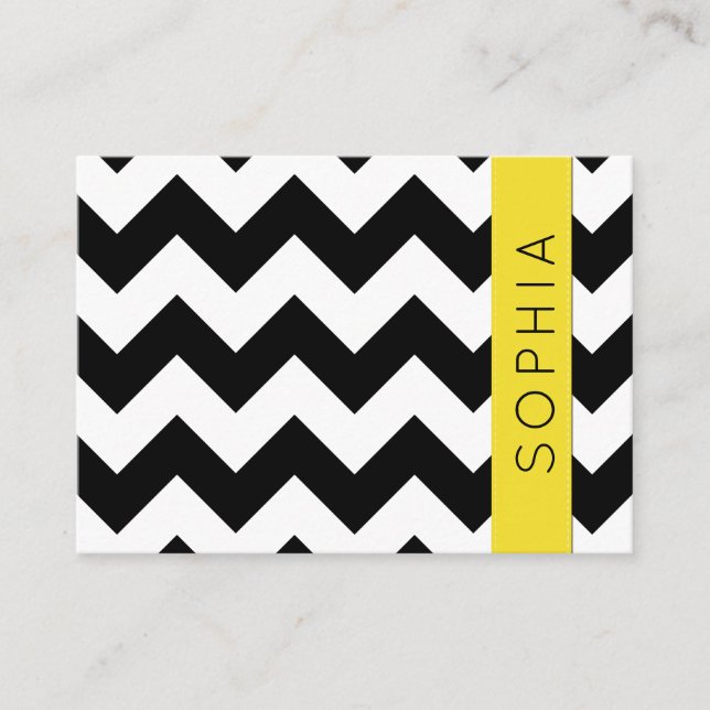 Carte De Visite Motif Zigzag noir et blanc, Motif Chevron (Devant)