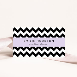 Carte De Visite Motif Zigzag noir et blanc, Motif Chevron