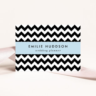 Carte De Visite Motif Zigzag noir et blanc, Motif Chevron