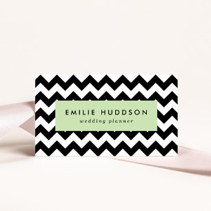 Carte De Visite Motif Zigzag noir et blanc, Motif Chevron