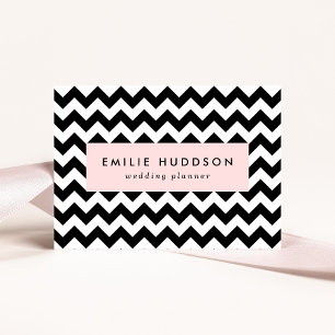 Carte De Visite Motif Zigzag noir et blanc, Motif Chevron