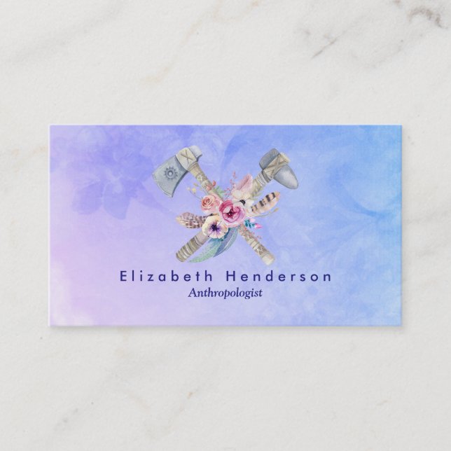 Carte De Visite Motifs et fleurs Tomahawk Aquarelle Design (Devant)