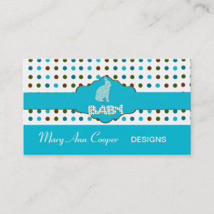 Carte De Visite Motifs Pois personnalisés de Bébé Bunny Blue Cu