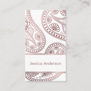 Carte De Visite Motifs Trio Paisley Rose Gold sur fond blanc modif