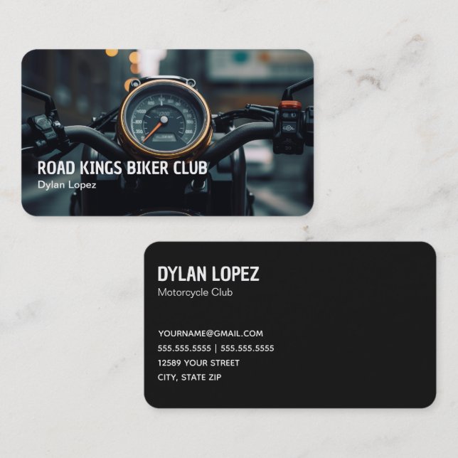 Carte De Visite Moto Club Biker (Devant / Derrière)