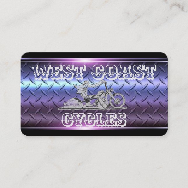 Carte de visite moto élégant, noir et chrome (Devant)