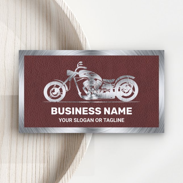 Carte De Visite Moto moto en cuir Brown mécanique (Créateur téléchargé)