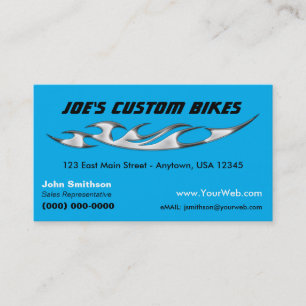 Carte De Visite Moto personnalisée   Chrome Flame Custom Bike Shop