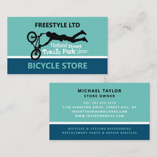 Carte De Visite Motocross, Magasin de vélo Freestyle (Devant / Derrière)