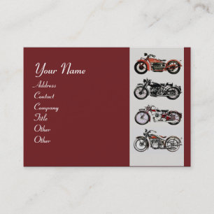 Carte De Visite MOTORCYCLES vintages rouge noir gris