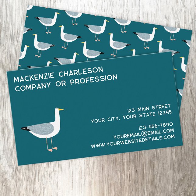 Carte De Visite Mouette Côtière (Seagull coastal nautical personalized text custom business cards)