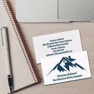 Carte De Visite Mountain Real Estate Company Custom Blue