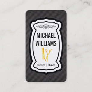 Carte De Visite Moustache Stripes Golden Shears Combe