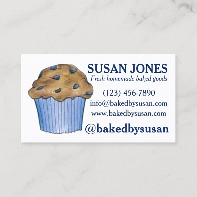 Carte De Visite Muffin Blueberry Cuit À La Boulangerie Pâtisserie (Devant)