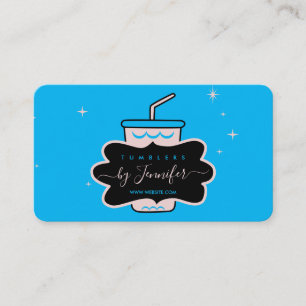Carte De Visite Mug tumbler artisanale bleu rose fait main