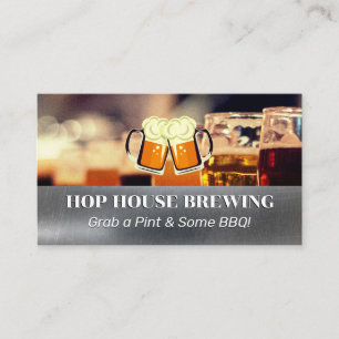 Carte De Visite Mugs of Beer Logo   Brasserie